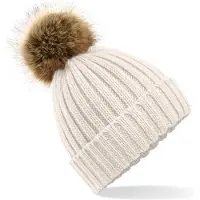 Beechfield - Muts - Beanie - Mutsen - Dames - Winter - Met pompon - Acryl - beige