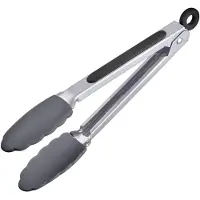 Westmark serveertang, met siliconen kommen en rubberen handgrepen, lengte: 27 cm, roestvrij staal/kunststof/siliconen, Classic Silicone Midi, zilver/zwart, 16172270