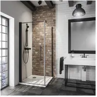 Schulte Draaideur Met Zijwand Black Style 90x90x192cm |zwart 5 Mm Helder Glas
