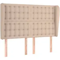 vidaXL Hoofdbord met randen 147x23x118/128cm kunstleer cappuccinokleur