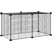 vidaXL Huisdierenkooi met 8 panelen 70x35x35 cm staal zwart
