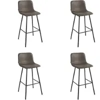 Bronx Industriële barkruk Mikky antraciet leer 68 - 79 cm - Barkrukken set van 4.