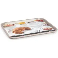 Forte Plastics Plasticforte dienblad/serveerblad - Kunststof - 41 x 31 cm - taupe - kopjes en glazen tray - Dienbladen