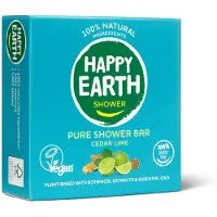 Happy Earth 3x 100% Natuurlijke Shower Bar Cedar Lime 90 Gr