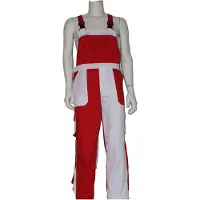 Coppens Tuinbroek kinder rood/wit - Polyester - Carnavalskleding jongens | Maat 128