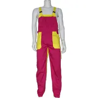 Coppens Tuinbroek kinderen poly/katoen fuchsia / geel - Polyester - Carnavalskleding jongens | Maat 116 |