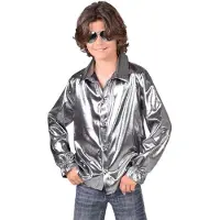 Coppens Blouse folie zilver - 100% polyester - Carnavalskleding jongens | Maat 152 |