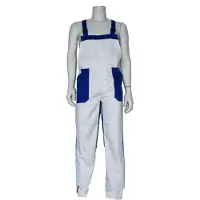 Coppens Tuinbroek volwassenen poly/katoen wit / korenblauw - Polyester - Carnavalskleding heren | Maat 62 +