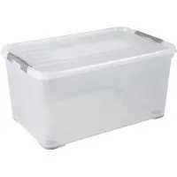Curver handy+ opbergbox 65 liter + wielen transparant