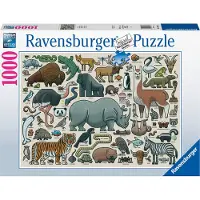 Ravensburger puzzel Wilde dieren 1000st Karton Ravensburger Puzzel