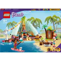 LEGO 41700 Friends: Glamping aan het strand, avontuurlijk kampeerset, speelgoed voor meisjes en jongens vanaf 6 jaar, met 3 minipoppen en accessoires