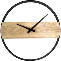 QUVIO Wandklok modern - Staal en hout - Diameter 36 cm