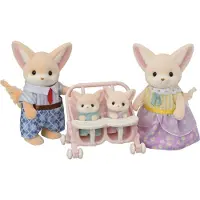 Sylvanian Families 5696 Familie woestijn vos- 4 fluweelzachte speelfiguren- duo kinderwagen - speelset