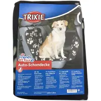 Trixie autodeken pootprint nylon/fleece zwart/beige 145x65 cm
