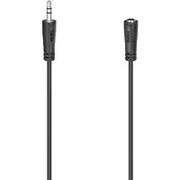 Hama 00205120 Jackplug Audio Verlengkabel [1x Britse stekker - 1x Jackplug female 3,5 mm] 3 m Zwart