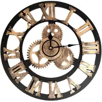 QUVIO Wandklok industrieel - Hout - Diameter 45 cm