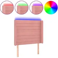 vidaXL Hoofdbord LED 83x16x118/128 cm fluweel roze