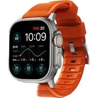Nomad Rugged band FKM voor de Apple Watch | 44/45/46/49 mm - Zilver / Oranje