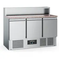 Ecofrost Pizzawerkbank - 402L - 3 Deuren - Boven 8x 1/6 GN - Geventileerd - 1365x700x1075mm - Horeca Oven