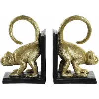 DKD Home Decor Boekensteunen Aap Goud Polyresin (13.5 x 10 x 19 cm) (2 stuks)