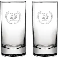 Fusion Gegraveerde set Longdrinkglazen 28,5cl Opa + Oma 25 jaar getrouwd