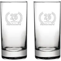 Fusion Gegraveerde set Longdrinkglazen 28,5cl Gefeliciteerd 25 jaar getrouwd