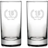 Fusion Gegraveerde set Longdrinkglazen 28,5cl Opa + Oma 15 jaar getrouwd