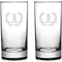 Fusion Gegraveerde set Longdrinkglazen 28,5cl Papa + Mama 5 jaar getrouwd