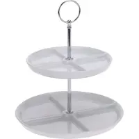 Excellent Housewares Porseleinen serveerstandaard met 2 verdiepingen