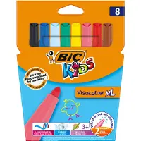 BIC Kids Visacolor XL ECOlutions Kleurstiften met Brede Punt - Verschillende Kleuren, Etui van 8 Stuks