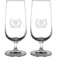 Fusion Gegraveerde set bierglazen op voet 41cl Gefeliciteerd 40 jaar getrouwd