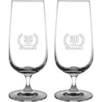 Fusion Gegraveerde set bierglazen op voet 41cl Gefeliciteerd 30 jaar getrouwd