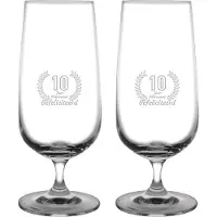 Fusion Gegraveerde set bierglazen op voet 41cl Gefeliciteerd 10 jaar getrouwd