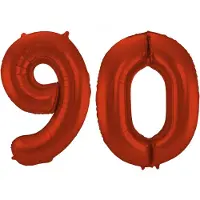 Folat Verjaardag Leeftijd folieballon - 90 jaar - rood - 86 cm - cijferballon groot