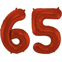 Folat Verjaardag Leeftijd folieballon - 65 jaar - rood - 86 cm - cijferballon groot