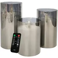 FlinQ Led kaars 7.5 x 10, 12.5, 15 cm | Zilver | Bewegende vlam | 3 stuks
