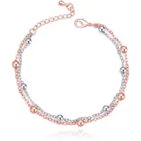 LGT JWLS Rose en Zilverkleurige Schakelarmband met Bedels Verstelbaar