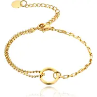 Cilla Jewels Goudkleurige Schakelarmband Dames met Muntje en Musketon