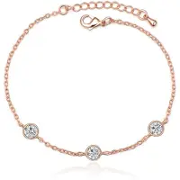 LGT JWLS Verstelbare Dames Armband met 3 Zirkonia Steentjes Rose