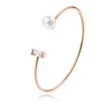 LGT JWLS Rose armband met Rechthoekige Zirkonia Steen en Imitatie Parel