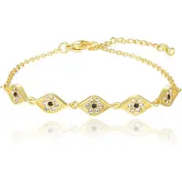 LGT JWLS Goudkleurige Damesarmband met Witte en Zwarte Steentjes