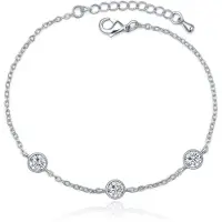 LGT JWLS Verstelbare Dames Armband met 3 Zirkonia Steentjes Zilverkleurig