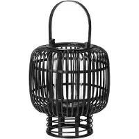 Broste Copenhagen Goran lantaarn bamboe/glas zwart- Ø27,5XH33CM