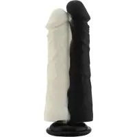 Hismith Premium Dubbele Dildo Zwart Wit Opzetstuk 20,8 cm KlicLok