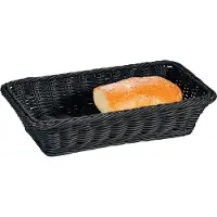 Kesper Rechthoekig fruitmandje/broodmandje 20 x 35 x 7,5 cm zwart gevlochten riet uiterlijk - broodmand