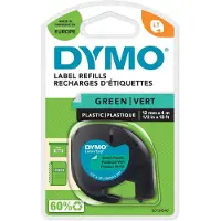 Dymo LetraTag originele plastic labels | Zwarte afdruk op groene etiketten | 12 mm x 4 m | Zelfklevende multifunctionele labels voor LetraTag labelprinters | gemaakt in Europa