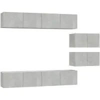 vidaXL 6-delige Tv-meubelset bewerkt hout betongrijs
