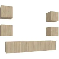 vidaXL 6-delige Tv-meubelset bewerkt hout sonoma eikenkleurig