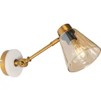 QAZQA Art Deco wandlamp brons met marmer en amber glas - Nina