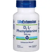 Life Extension , D, L-Fenylalanine, 500 mg, 100 Vegetarische Capsules